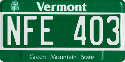 VT license plate NFE403