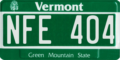 VT license plate NFE404