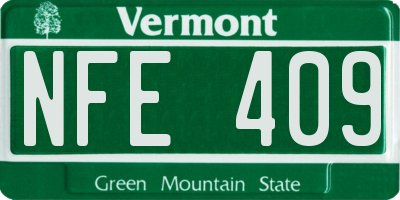 VT license plate NFE409