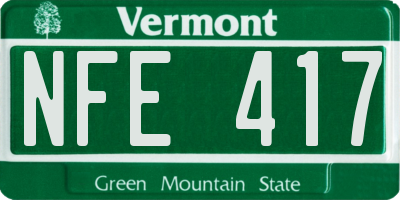 VT license plate NFE417