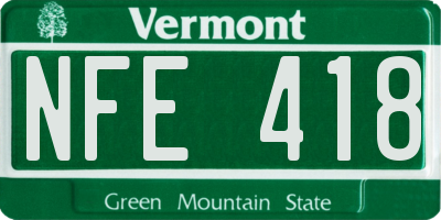 VT license plate NFE418