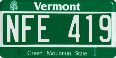 VT license plate NFE419