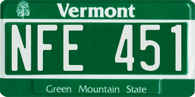VT license plate NFE451