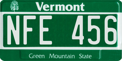 VT license plate NFE456