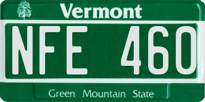 VT license plate NFE460