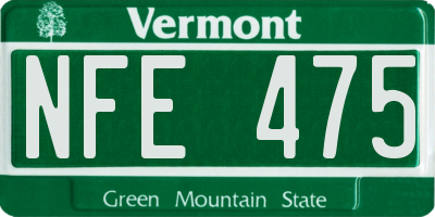 VT license plate NFE475
