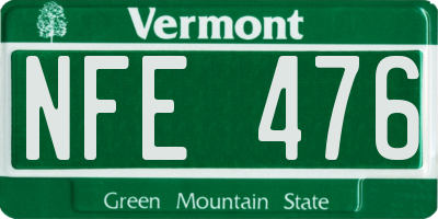 VT license plate NFE476