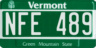 VT license plate NFE489