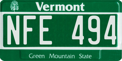 VT license plate NFE494