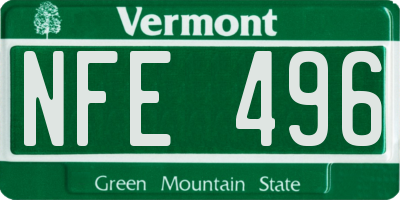VT license plate NFE496