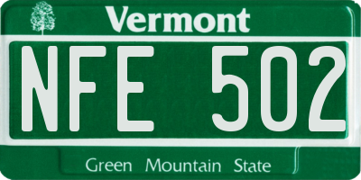 VT license plate NFE502
