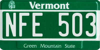 VT license plate NFE503