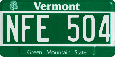 VT license plate NFE504