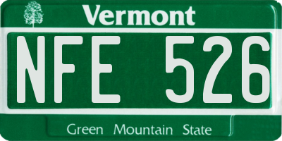 VT license plate NFE526