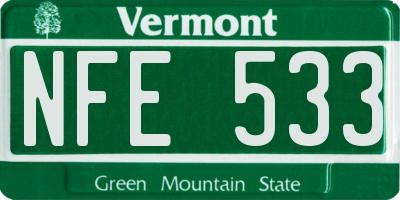 VT license plate NFE533
