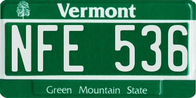 VT license plate NFE536