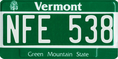 VT license plate NFE538