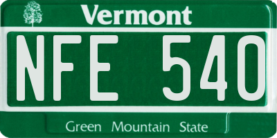 VT license plate NFE540