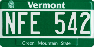 VT license plate NFE542