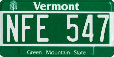VT license plate NFE547