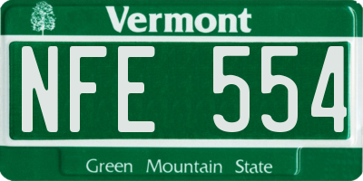 VT license plate NFE554