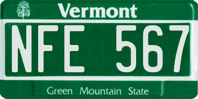 VT license plate NFE567