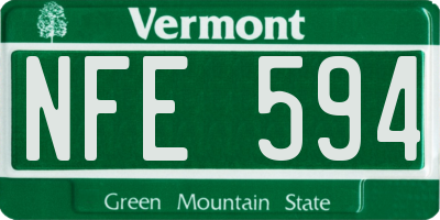 VT license plate NFE594