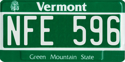 VT license plate NFE596