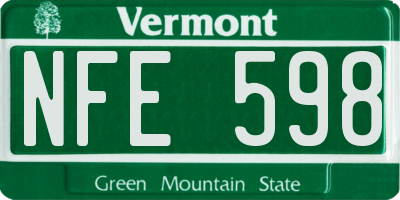 VT license plate NFE598