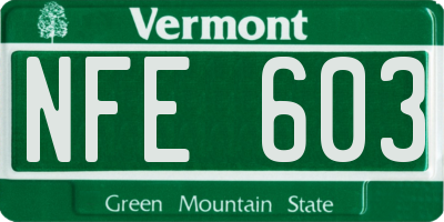 VT license plate NFE603