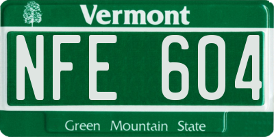 VT license plate NFE604