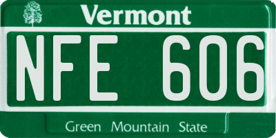 VT license plate NFE606