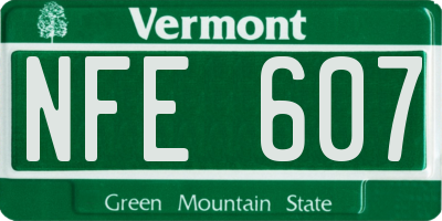 VT license plate NFE607
