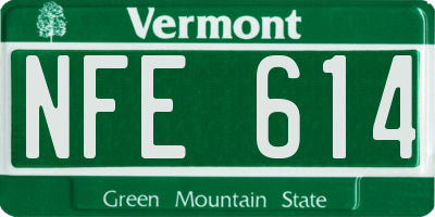 VT license plate NFE614