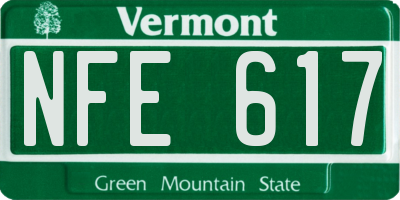 VT license plate NFE617