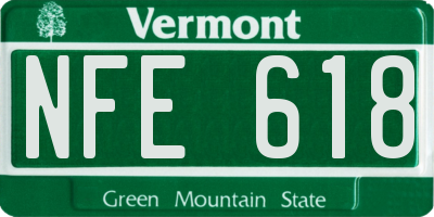VT license plate NFE618