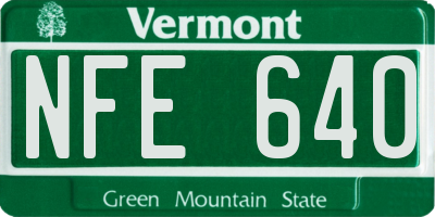 VT license plate NFE640
