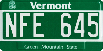 VT license plate NFE645