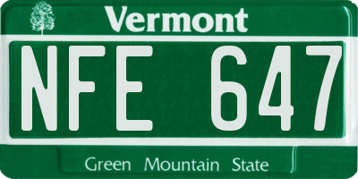 VT license plate NFE647
