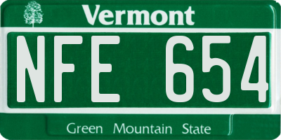 VT license plate NFE654