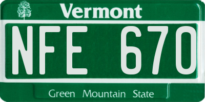 VT license plate NFE670
