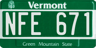 VT license plate NFE671