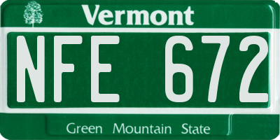 VT license plate NFE672