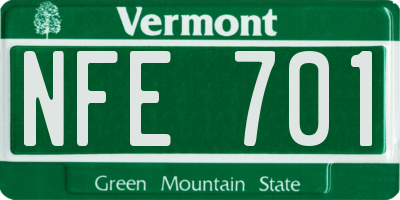 VT license plate NFE701