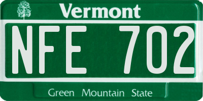 VT license plate NFE702