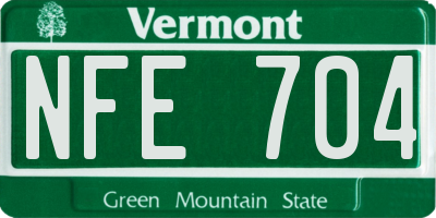 VT license plate NFE704