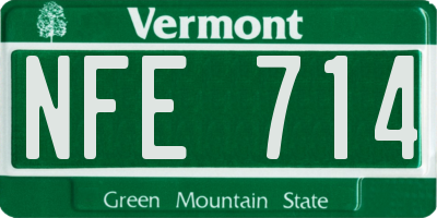 VT license plate NFE714