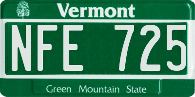 VT license plate NFE725