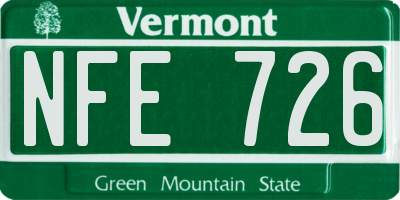 VT license plate NFE726