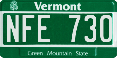 VT license plate NFE730